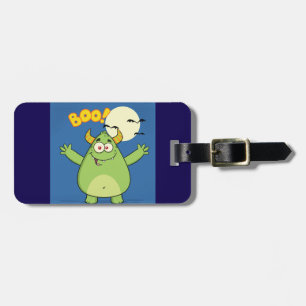 Etiqueta Para Maletas Cute Monstruo Verde Halloween Boo