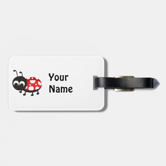 Etiqueta Para Maletas Cute Personalizado Ladybug (Atrás Horizontal)