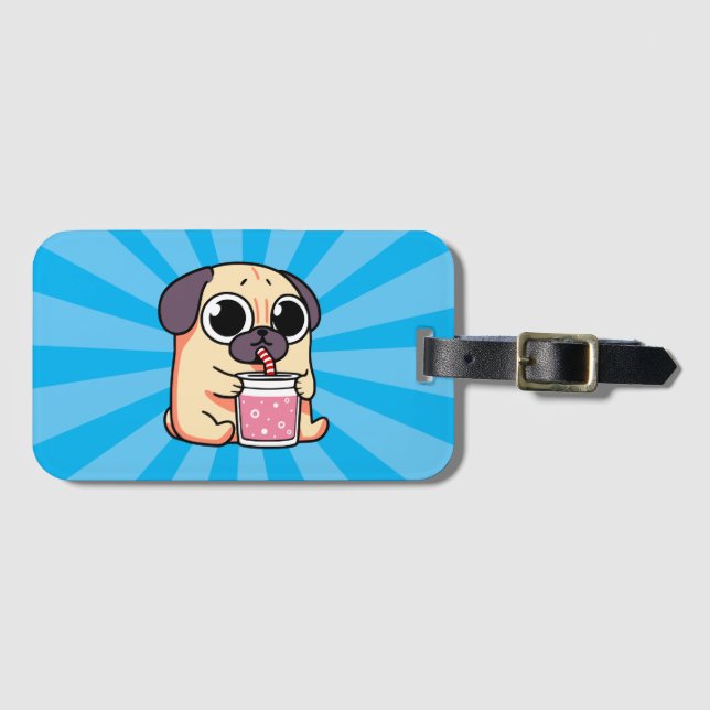 Etiqueta Para Maletas Cute Pug (Anverso horizontal)