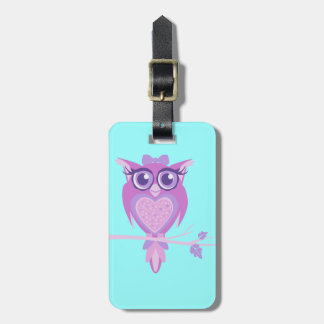 Etiqueta Para Maletas Cute púrpura agua niños búho personalizado etiquet