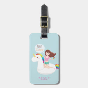 Etiqueta Para Maletas Cute Rainbow Unicorn flotador de piscina personali