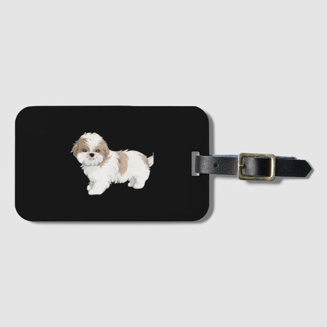 Etiqueta Para Maletas Cute Shih Tzu Puppy (Anverso horizontal)