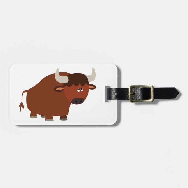 Etiqueta Para Maletas Cute Shy Personalizado Bull (Frente Horizontal)