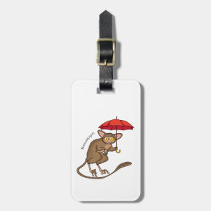 Etiqueta Para Maletas Cute Tarsier con ilustracion personalizado paragua
