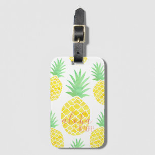 Etiqueta Para Maletas Cute Tropical Watercolor Piña Aloha Playas