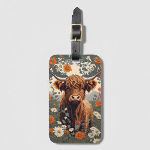 Etiqueta Para Maletas Cute Vintage Highland Cow