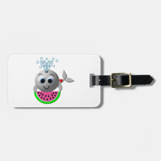 Etiqueta Para Maletas Cute Whale and Watermelon