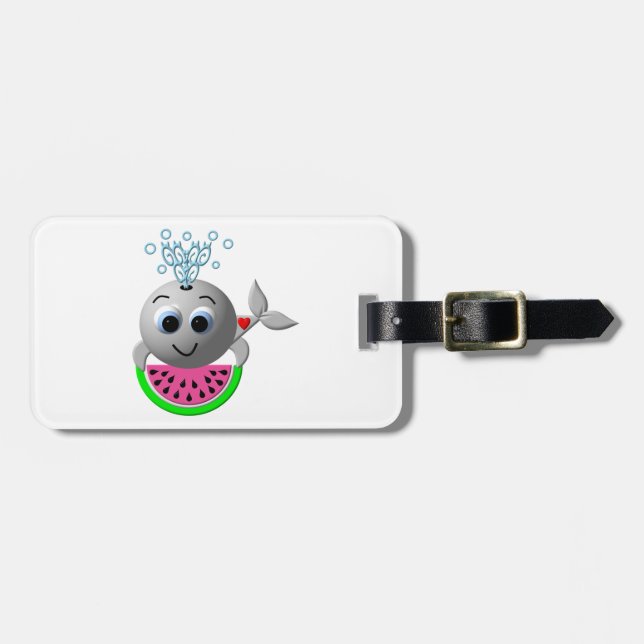 Etiqueta Para Maletas Cute Whale and Watermelon (Frente Horizontal)