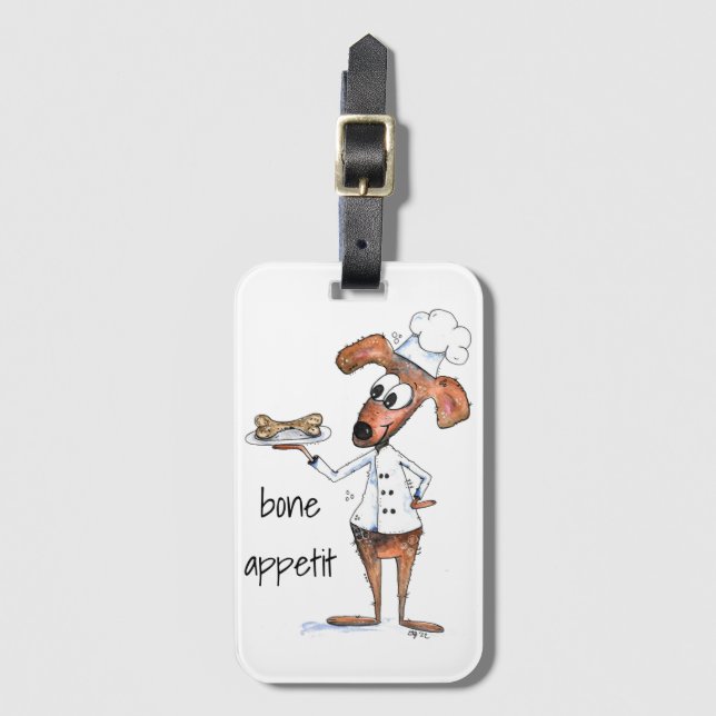 Etiqueta Para Maletas Cute Whimsical Dog Chef (Anverso vertical)