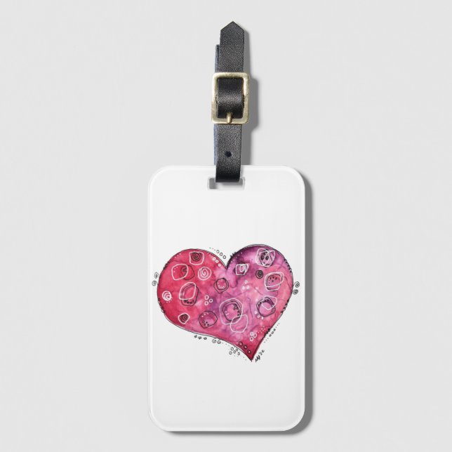 Etiqueta Para Maletas Cute Whimsical Heart Doodle (Anverso vertical)