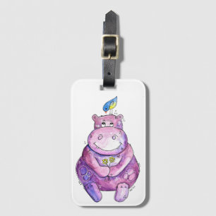 Etiqueta Para Maletas Cuto Whimsical Purple Hippo