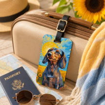 Dachshund Alegría y Girasoles Estilo Van Gogh