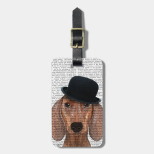 Etiqueta Para Maletas Dachshund con Gorra del Black Bowler