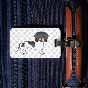 Etiqueta Para Maletas Dachshund De Pelo Corto Negro Y Tan Piebald