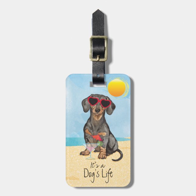 Etiqueta Para Maletas Dachshund del verano (Frente Vertical)