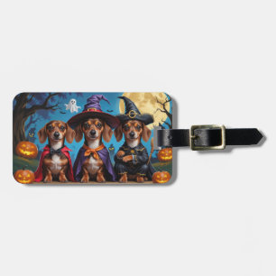 Etiqueta Para Maletas Dachshund Dogs Calabaza Halloween Divertido