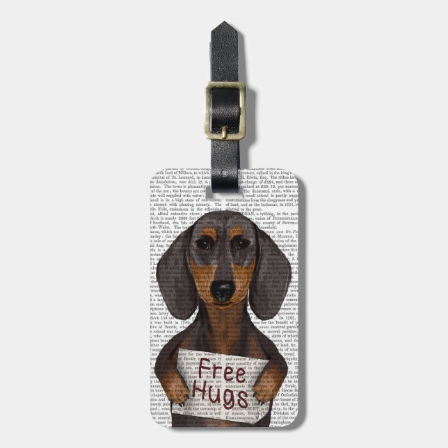 Etiqueta Para Maletas Dachshund Free Hugs (Frente Vertical)