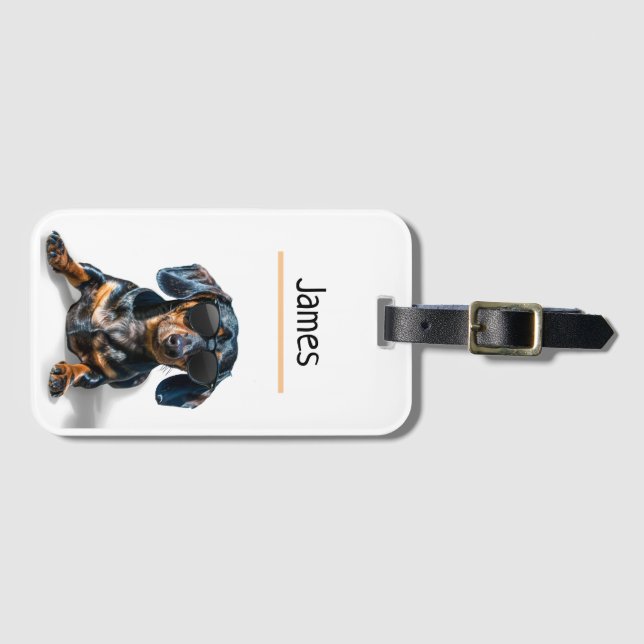 Etiqueta Para Maletas Dachshund personalizado (Anverso horizontal)
