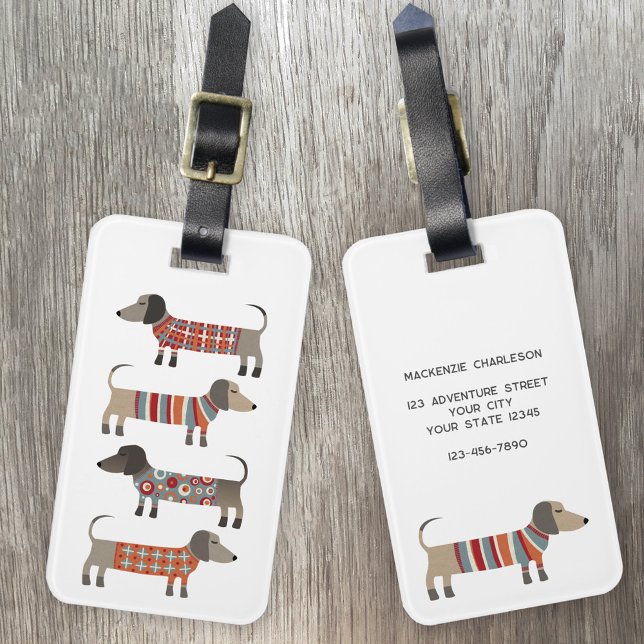 Etiqueta Para Maletas Dachshund Sausage Dog Nombre personalizado (Subido por el creador)
