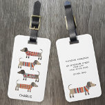 Etiqueta Para Maletas Dachshund Sausage Dog Nombre personalizado<br><div class="desc">Pequeña salchicha de Dachshund o perritos de peluquería en ropa de cama de lana. Perfecto para los amantes del perro,  los mascotas y los paseantes. Cambie el nombre en la parte delantera y los datos de contacto en la parte posterior.</div>