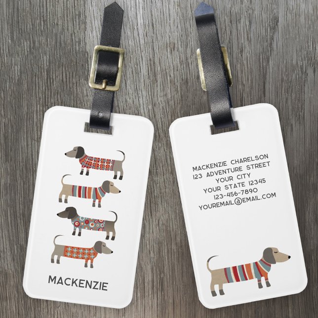 Etiqueta Para Maletas Dachshund Sausage Dog Personalizado (Subido por el creador)