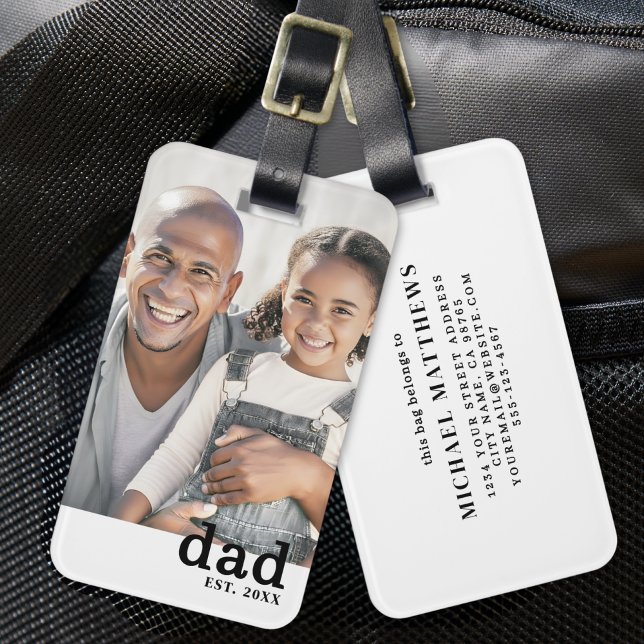 Etiqueta Para Maletas Dad Personalized Photo (Dad Established Personalized Photo Luggage Tag)