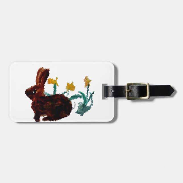 Etiqueta Para Maletas Daffodils de conejo de primavera (Frente Horizontal)