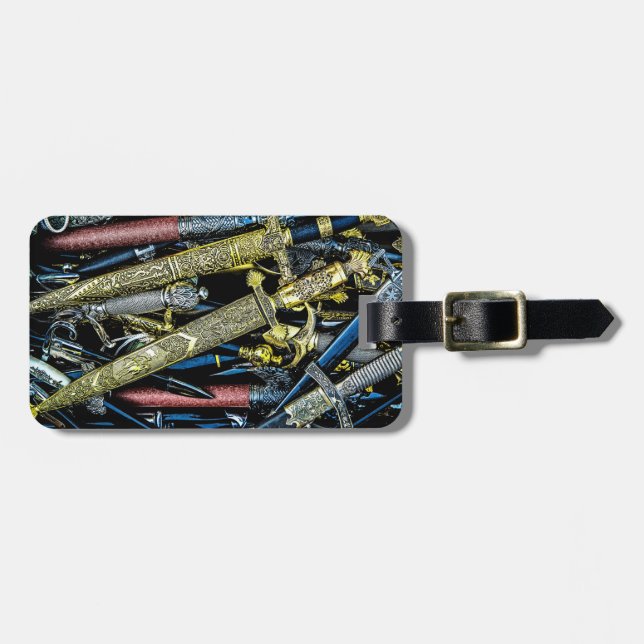 Etiqueta Para Maletas Dagas, sucios y sabers (Frente Horizontal)