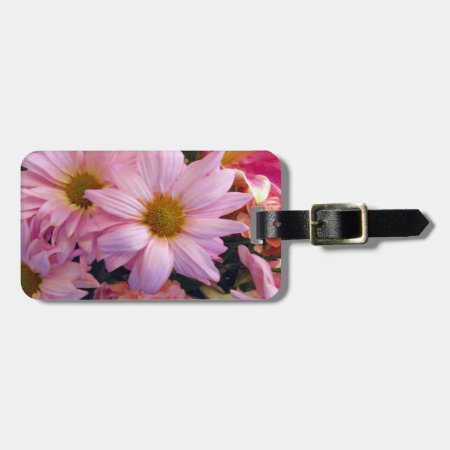 Etiqueta Para Maletas Daisies rosados_ (Frente Horizontal)