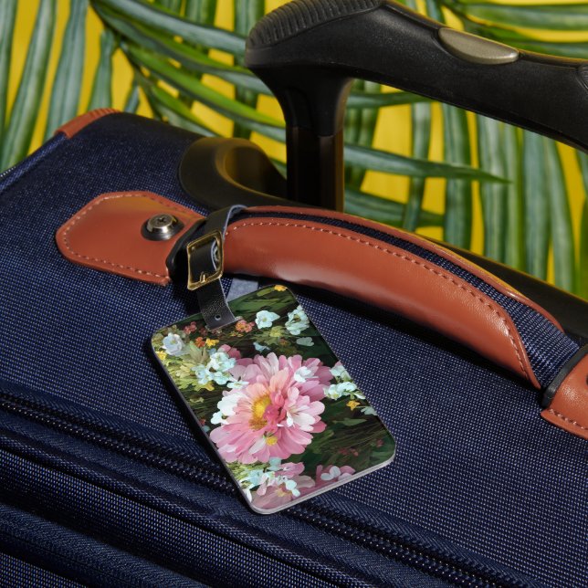 Etiqueta Para Maletas Daisy en rosa (Anverso In situ 1)