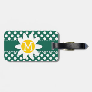 Etiqueta Para Maletas Daisy lindo; puntos de Polka verde botellas