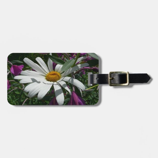 Etiqueta Para Maletas Daisy y Fireweed Wildflower (Frente Horizontal)
