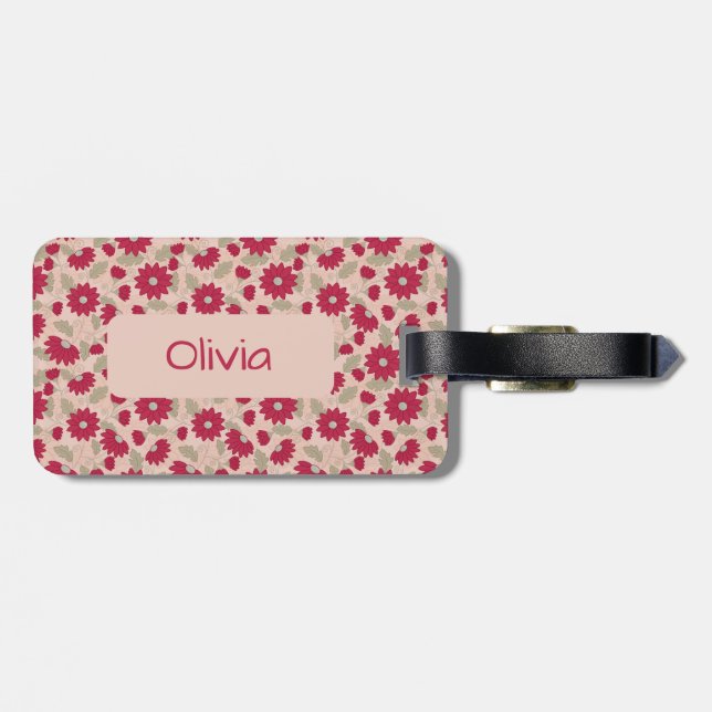 Etiqueta Para Maletas Dalias rosas personalizadas (Atrás Horizontal)