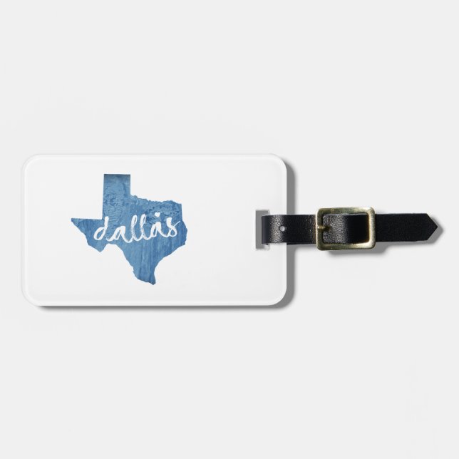 Etiqueta Para Maletas Dallas, Texas Wood Grain (Frente Horizontal)