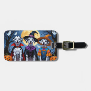 Etiqueta Para Maletas Dalmatia Perro Calabaza Halloween Gracioso