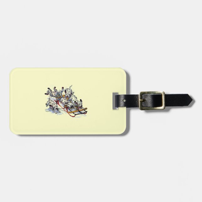 Etiqueta Para Maletas Dalmatian Pups Sledding (Frente Horizontal)