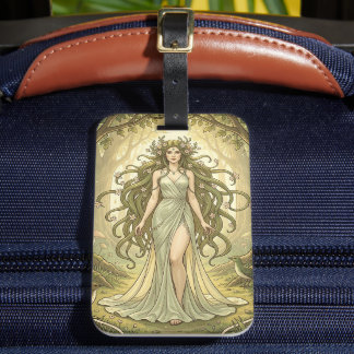 Etiqueta Para Maletas Dama de fantasía en un bosque encantado 