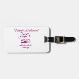 Etiqueta Para Maletas dama de honor de campamento rosa agregar nombre fe