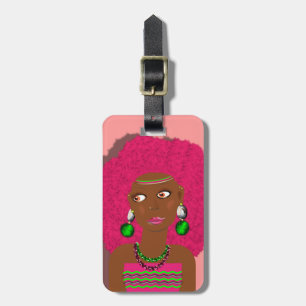 Etiqueta Para Maletas Dama de la moda afroafricana psicodélica