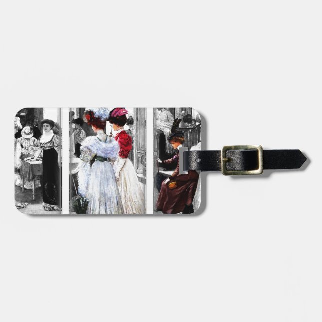 Etiqueta Para Maletas damas victorianas de época (Frente Horizontal)
