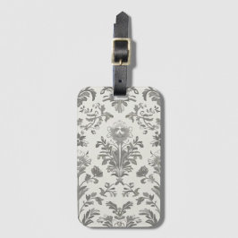 Etiqueta Para Maletas Damascado Floral Victoriano Blanco Vintage