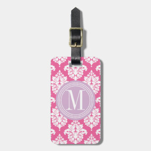 Etiqueta Para Maletas Damasco rosado femenino elegante personalizado