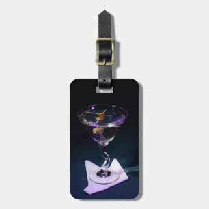 Etiqueta Para Maletas Dark Blue Alcohol Cocktail Martini