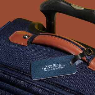 Etiqueta Para Maletas Dark Blue Grain Faux Leather