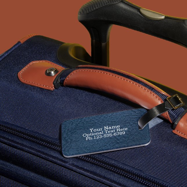 Etiqueta Para Maletas Dark Blue Grain Faux Leather (Subido por el creador)