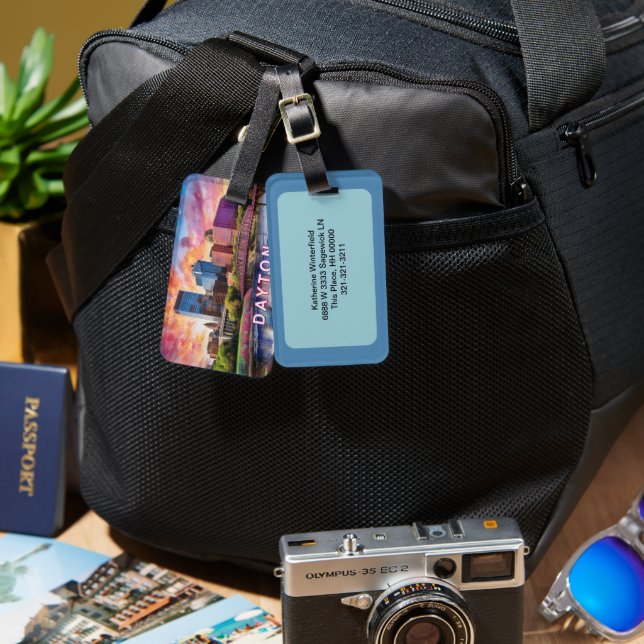 Etiqueta Para Maletas Dayton Skyline Resumen de arte (Anverso & Reverso)