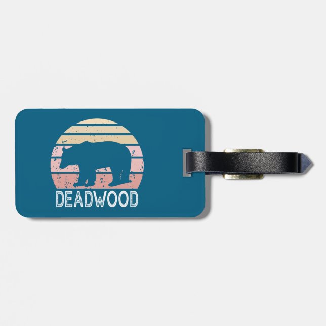 Etiqueta Para Maletas Deadwood South Dakota Retro Bear (Atrás Horizontal)