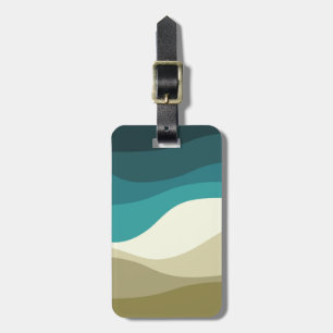 Etiqueta Para Maletas Decoración de las olas de estilo retro colorido