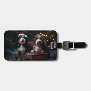 Etiqueta Para Maletas Decoración de los Navidades de Bernedoodle Snowy S