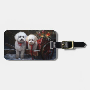 Etiqueta Para Maletas Decoración de los Navidades de Bichon Frise Snowy